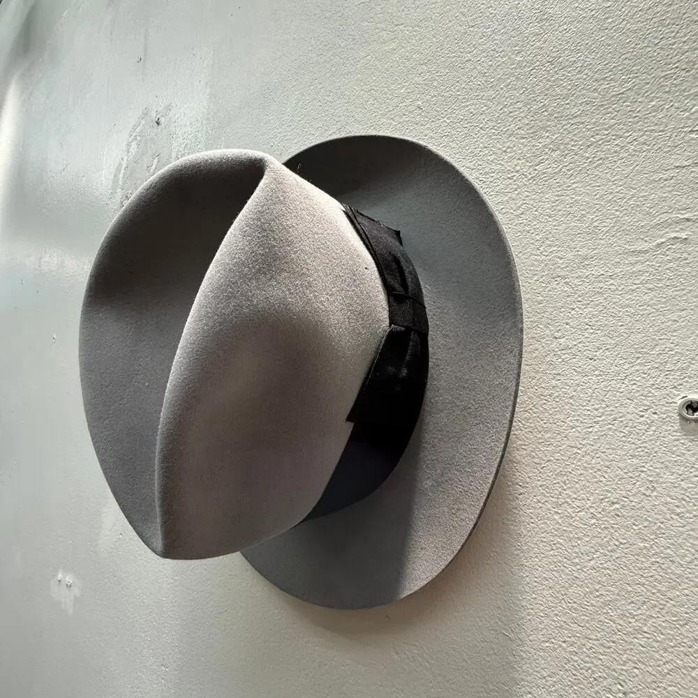 Vintage 1920s Fedora J.T. Hardeman Hat 6-7/8 Grey Black Formal
